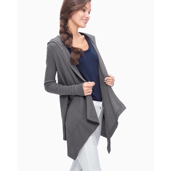 Splendid draped waffle knit thermal hoodie Clearance